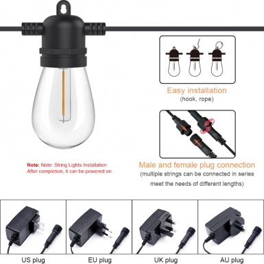 LED户外灯 - HCP084  S14暖白遥控款灯串